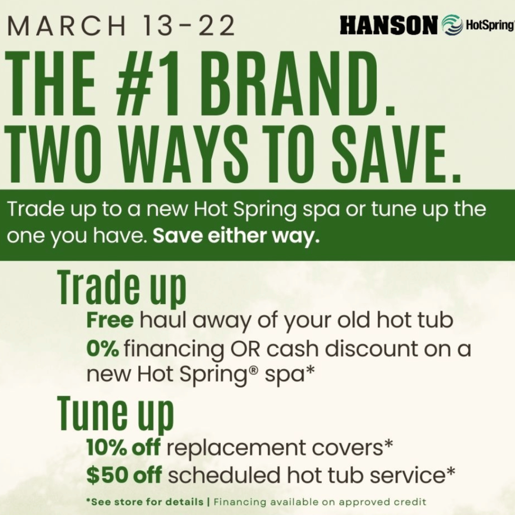 March hot tub promotion